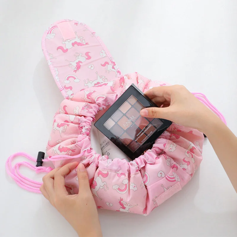 

Women Drawstring Cosmetic Bag Travel Storage Makeup Bag Organizer Female Make Up Pouch Portable Waterproof Toiletry Beauty Case