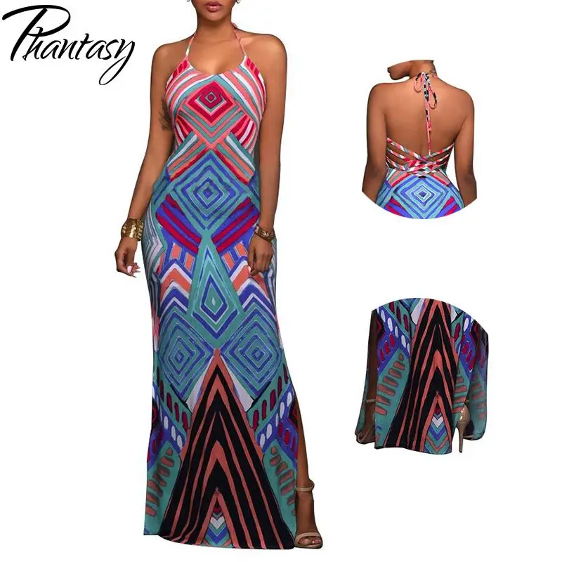 Длинное платье Phantasy в богемном стиле женское без рукавов на шнуровке винтажное