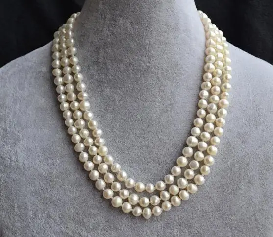 

Unique Design AA Pearl Necklace,48inches 6-7mm White Freshwater Pearl Long Jewelry,Bridesmaid Wedding Party Women Gift.