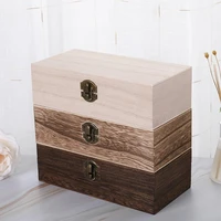 40hotjewelry box decorative retro wood solid color trinket case for table