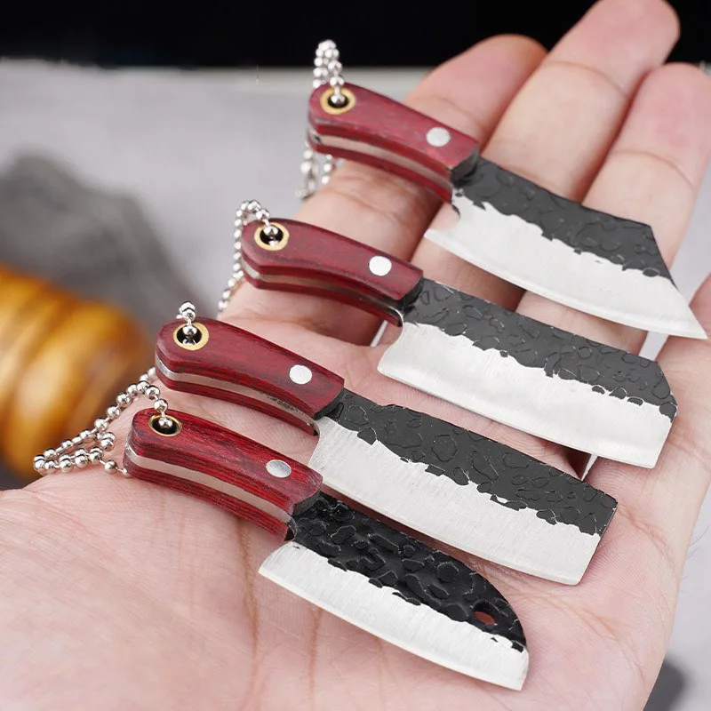 Мини-брелок нож из нержавеющей стали острые лезвия деревянная ручка Небольшой