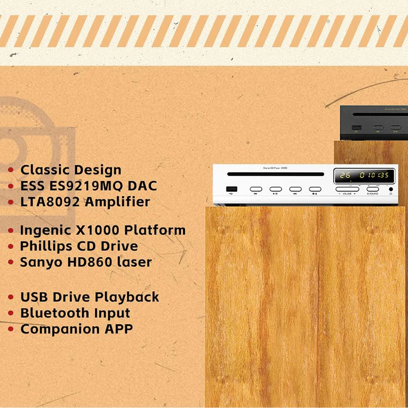 SHANLING CD80 MQA CD-плеер Phillips Drive ES9219MQ ЦАП LTA8092 Чип усилителя Hi-Res Audio Вход Bluetooth LDAC