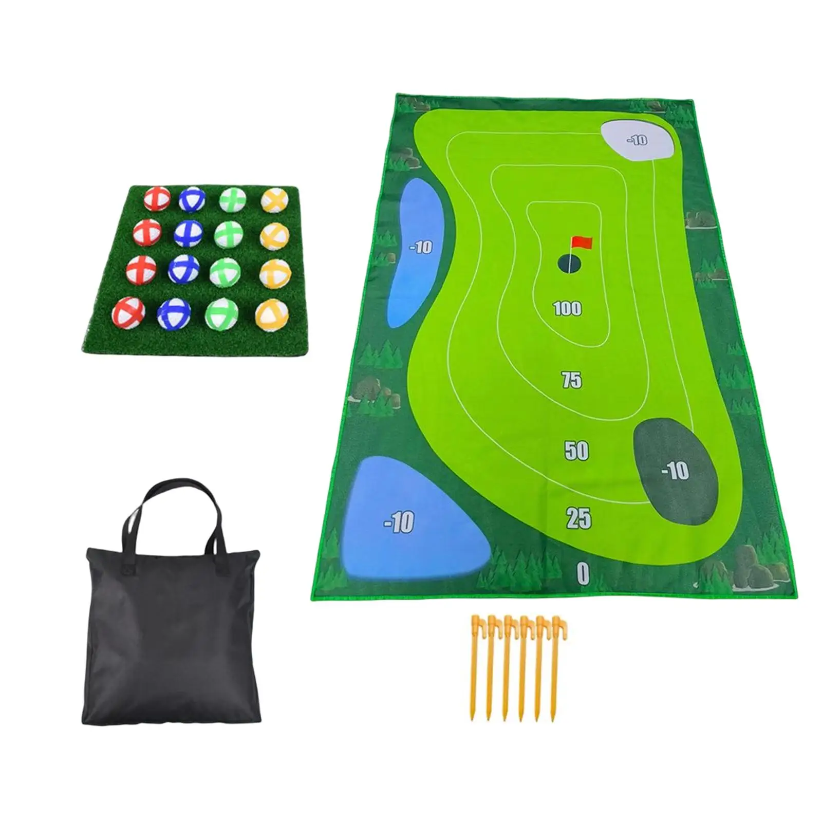 

Golf Game Set Hitting Mat Golf Putting Practice Chipping Mat Giant Target Sport with Balls for Play Picnic Family Kids