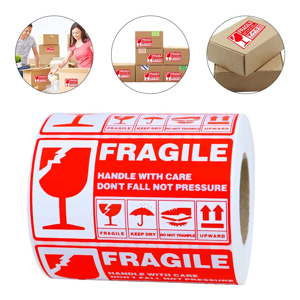 

300 Pcs Tag Label Sticker Moving Shipping Stickers Warning Fragile Handle Care Paper
