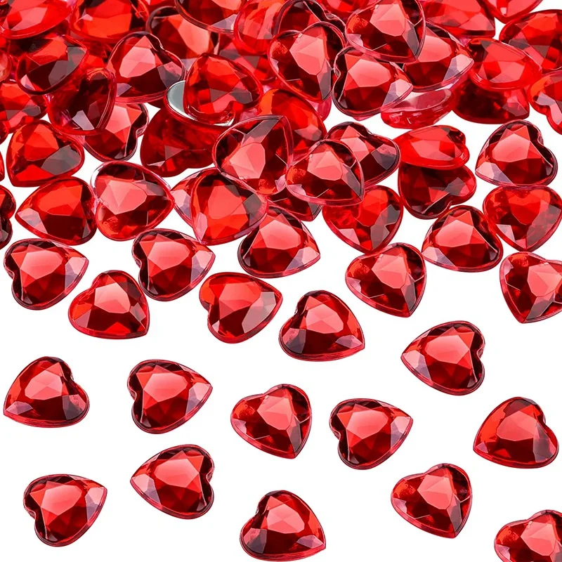 

200Piece Heart-Shaped Valentine's Day 0.5 Inch Wedding Flat Back Heart-Shaped Rhinestone (Red)