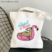 women shopper bag flamingo beach please kawaii bag harajuku shopping canvas shopper bag girl handbag tote shoulder lady bag