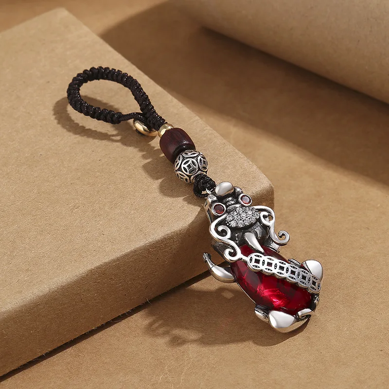 

Keychain for Women Female Keyring Key Chain New in Fashion Gift Red Inlaid Zircon Items with Free Shipping