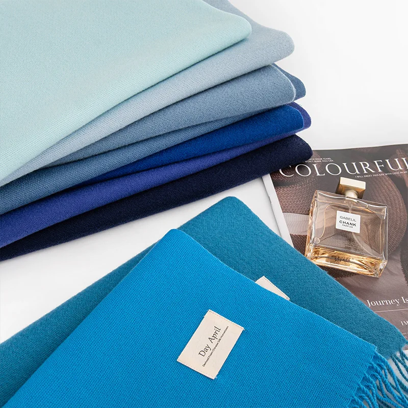 Однотонный шарф из искусственного кашемира женский осенне-зимний шикарный