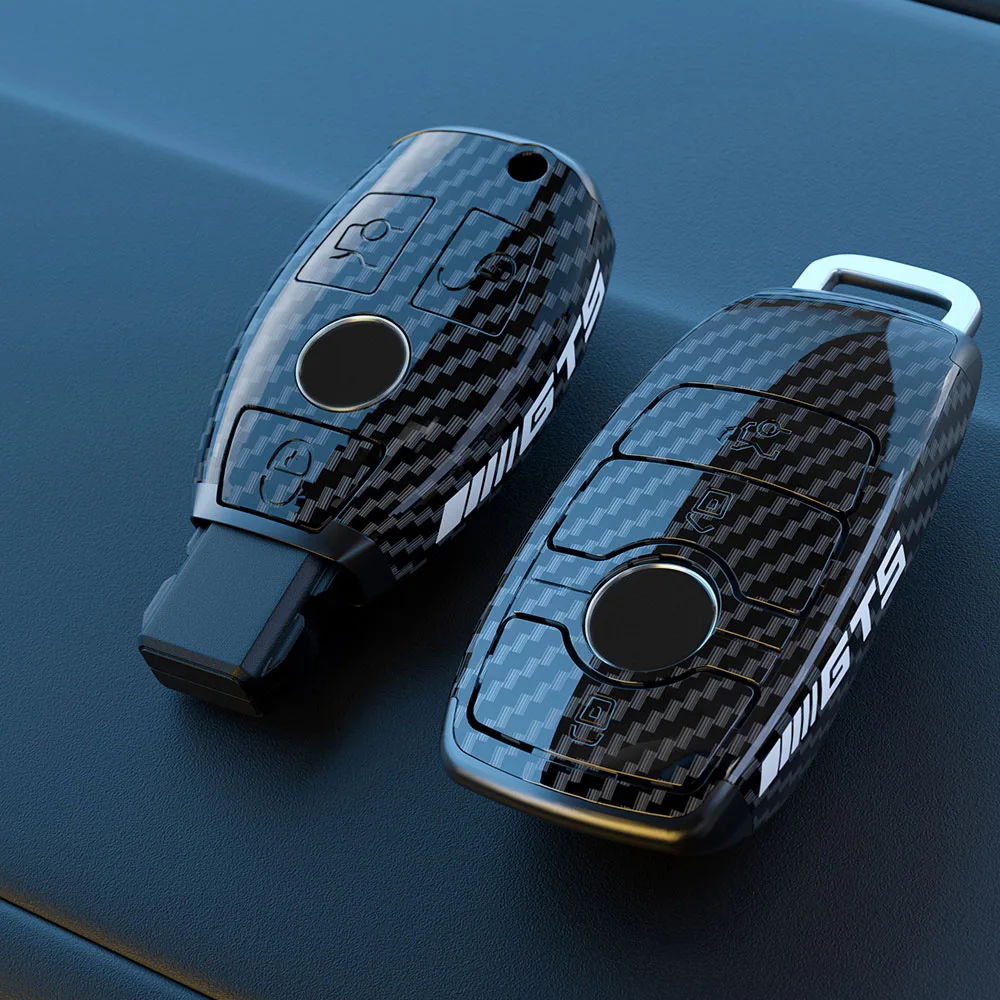

PC Carbon Fiber Style Car Key Case Cover Shell Fob for Mercedes Benz A B C E S Classic W204 W205 W212 W213 Mercedes Accessories