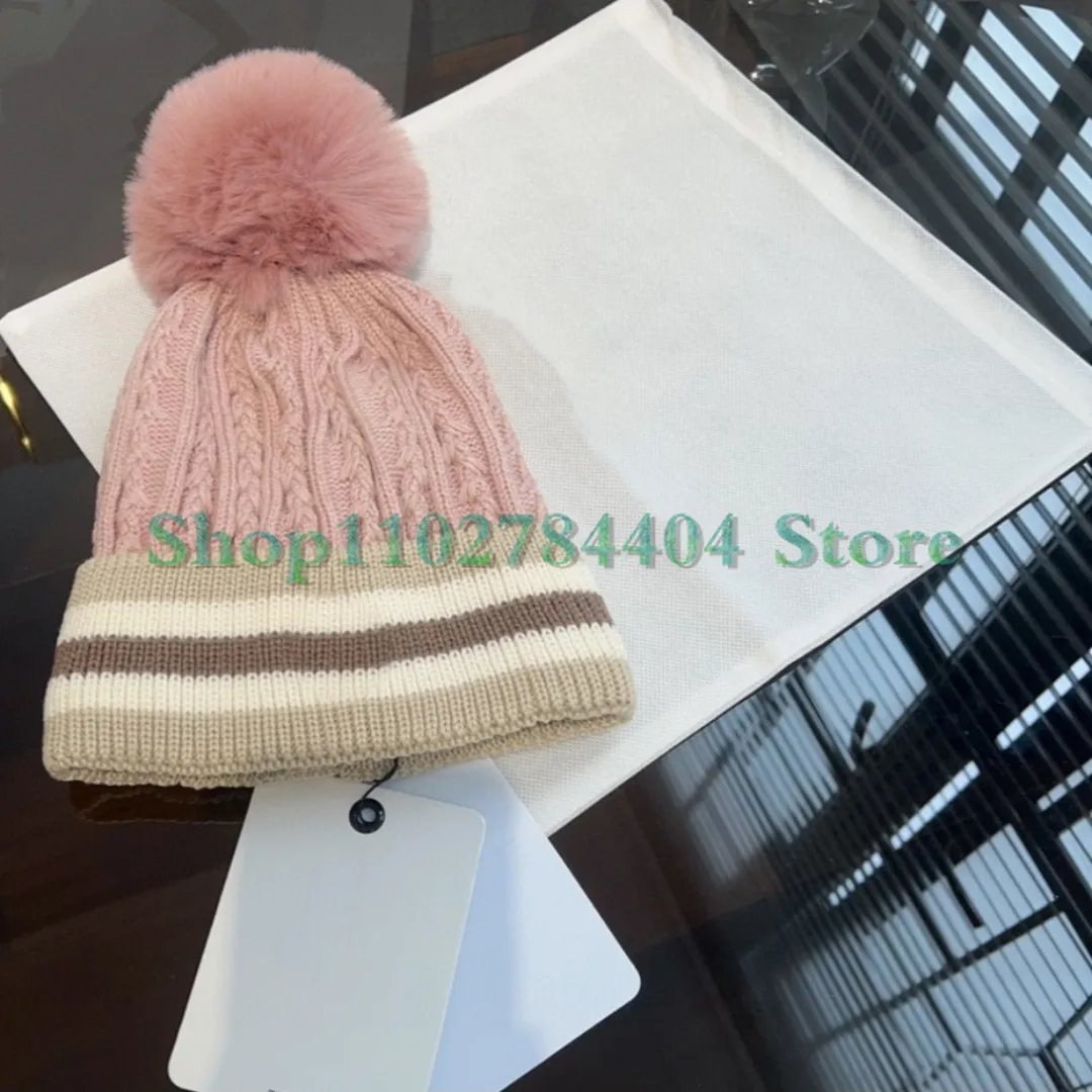 

Beanies 355523 Fur Hairball Knitted Winter Outdoor Fashion Luxury Design Thickened Pullover Design Knitted Wool Keep Soft Warm