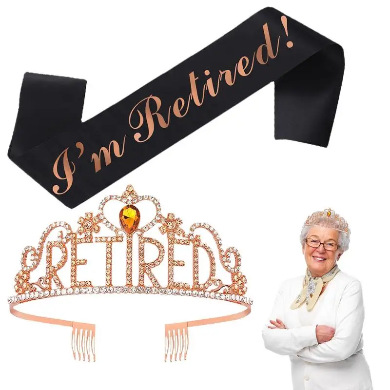 

Retirement Decorations Female Decorative Sash With Headband Glistening Retirement Headdress For Work Party Supplies Office