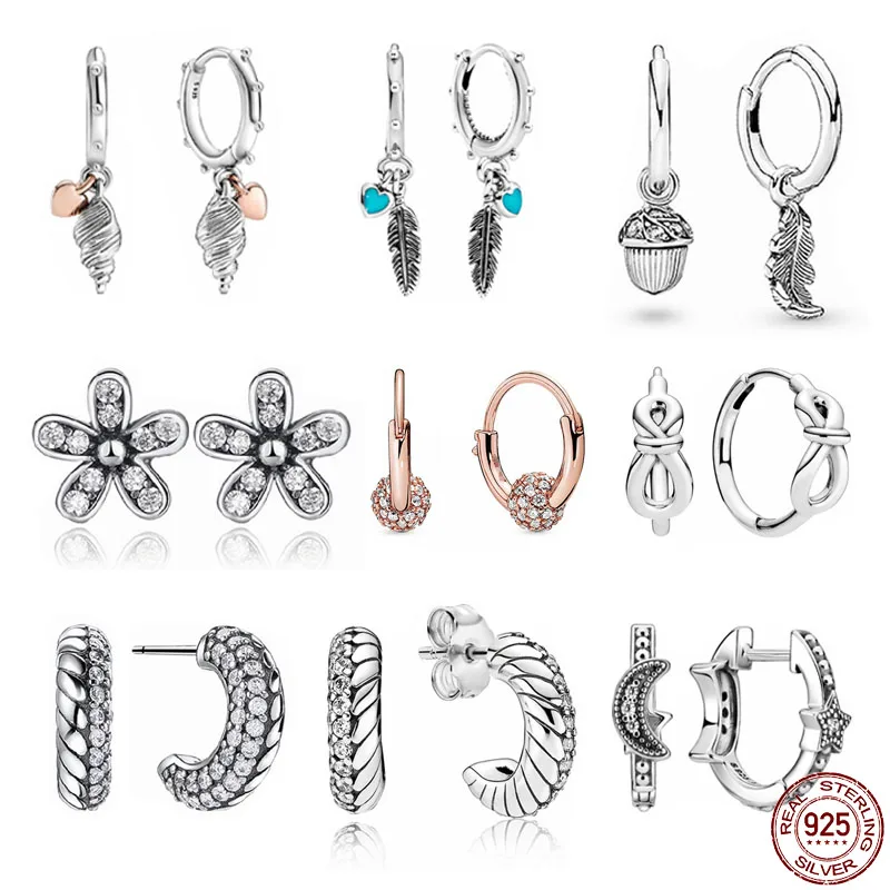 Hot Sale With Original Logo  Charm Bracelet 925 Sterling Silver DIY Beads Ladies Necklace Ring 2022 New Earring Jewelry