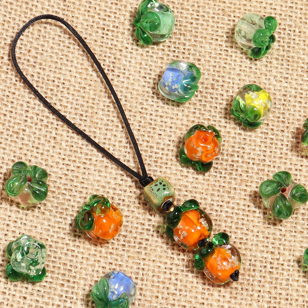 Фото 10 шт./лот светящиеся стеклянные бусины хурмы 11x13 мм прозрачные красочные бусины-разделители лэмпворк DIY ювелирные изделия кулон браслет аксессуары №5