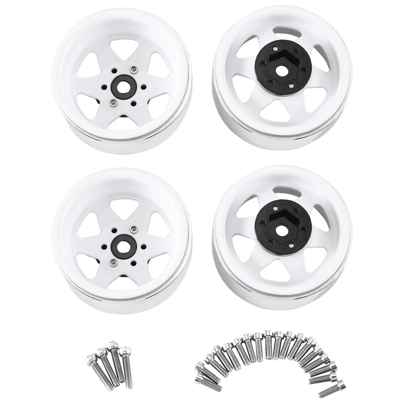 

4Pcs 1.9 Inch Metal Wheel Rims For 1/10 RC Crawler Axial SCX10 II III Traxxas TRX4 RC4WD D90 White