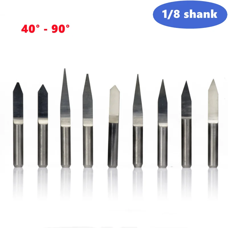 

10pcs 40 °~90 ° V-shaped milling cutter 3.175mm (1/8 inch) hard alloy PCB engraving drill bit CNC engraving tool