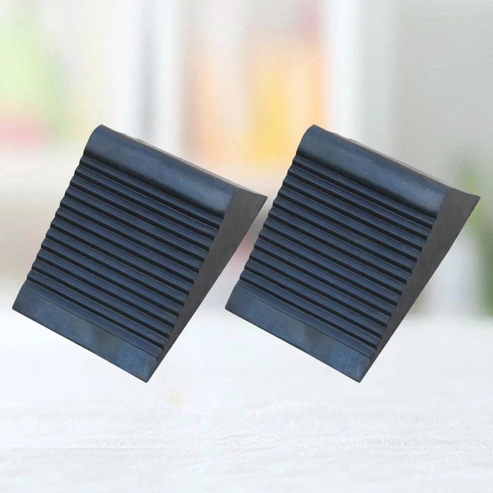 

2 Pcs Rubber Stop Control Tire Triangle Pad Heavy Duty Wheelchair Portable Car Anti-Silp Tool
