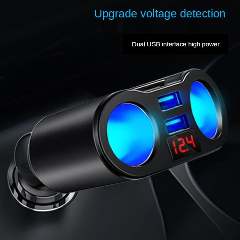 

Car Charger Adapter with Volmeter Support DC12-24V Car Cigarette Lighter Socket Charger 3.1A LED Light Dual USB Fast Charge