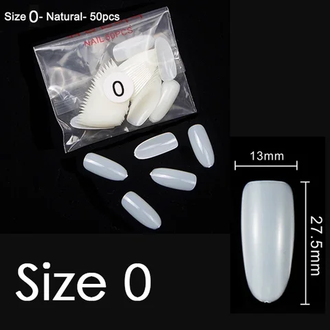 50 штук в упаковке, овальные накладные ногти, советы по покупке, конкретный размер s, прозрачные натуральные Типсы для маникюра, Размер 0, 1, 2, 3, 4, 5, 6