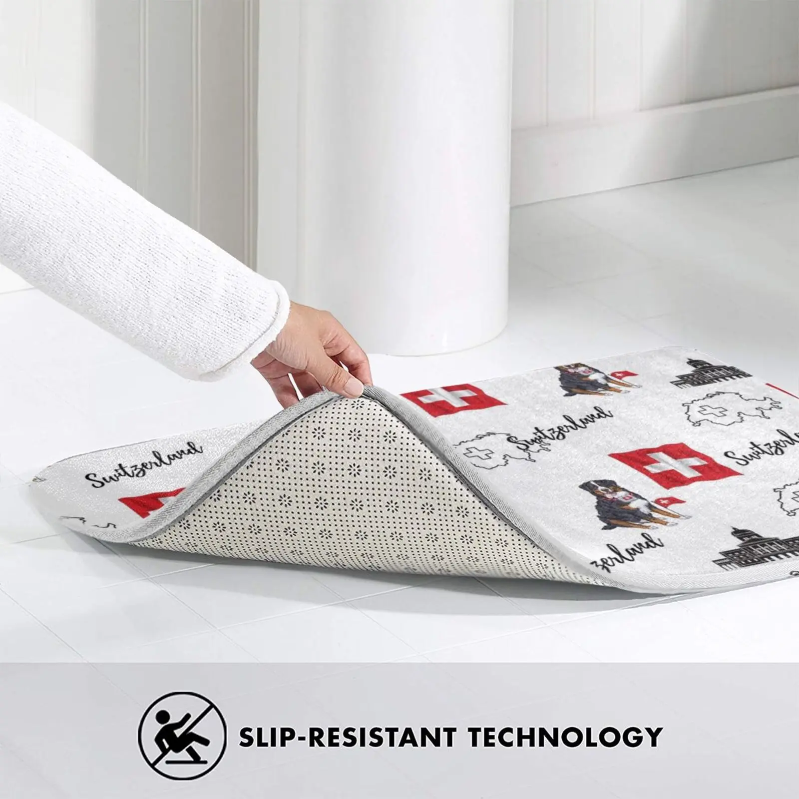 Швейцарский флаг дизайнерский коврик для бернских пород и собак нескользящий