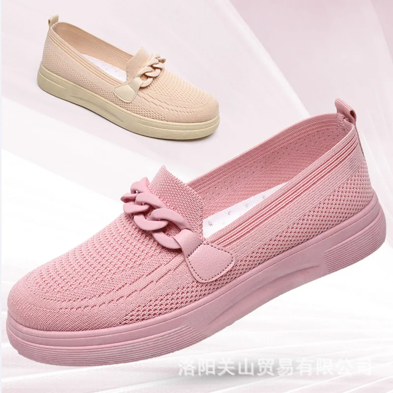 

Shoes Women's New Summer Cloth Shoes Mesh Breathable Shallow Mouth Slip-on Women's Single Shoes All-match Zapatillas Mujer