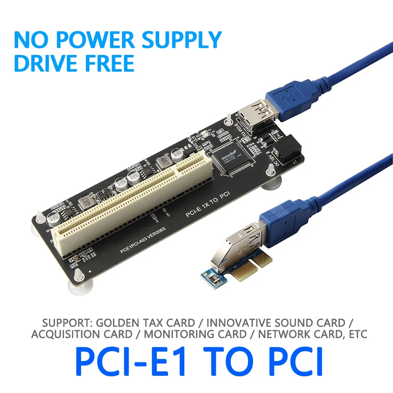 

PCIE PCI-E PCI Express X1 To PCI Riser Card Bus Card 32-bit PCI-E To Dual PCI Expansion Adapter USB 3.0 Cable ASM1083 Chip PC