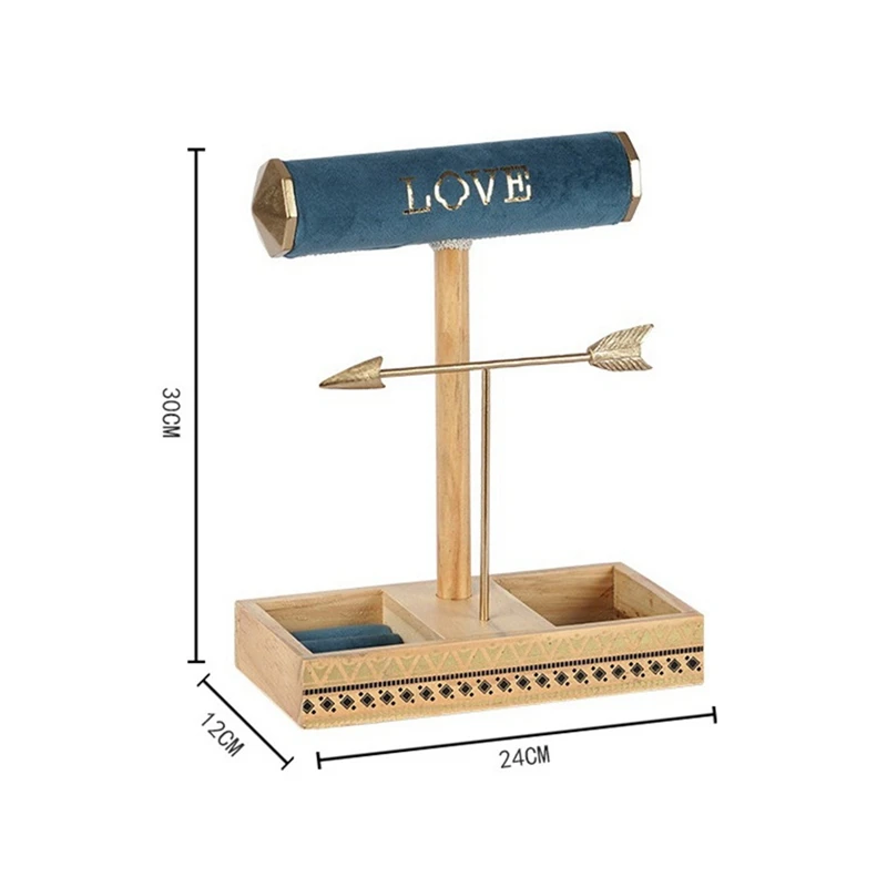 Jewelry Holder Stand, Metal & Wood Necklaces Holder, Jewelry Tree For Necklaces Bracelet Earrings And Ring