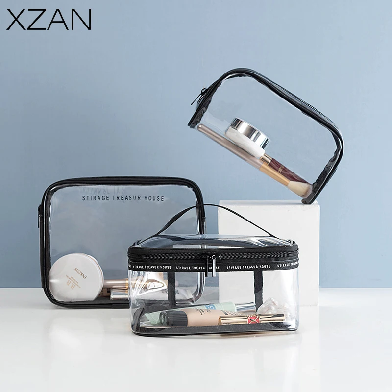 

Waterproof Transparent PVC Bath Cosmetic Bag Women Make Up Case Travel Zipper Makeup Beauty Wash Organizer Toiletry Storage Kit