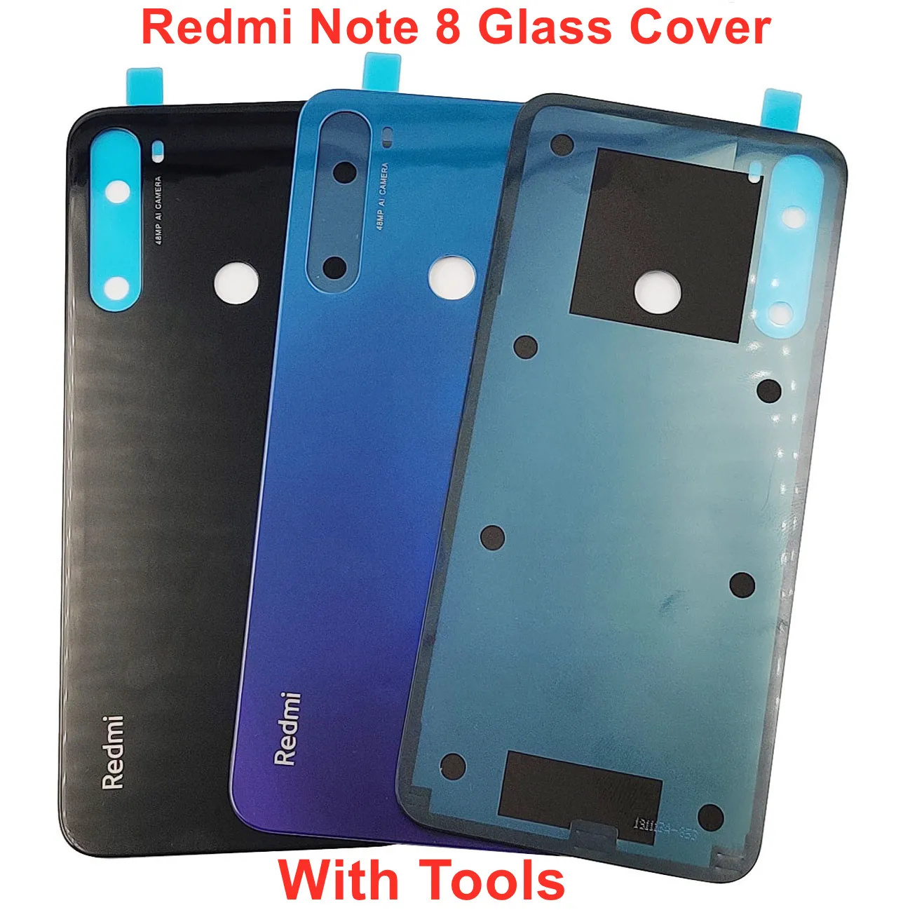 

For Xiaomi Redmi Note 8 Glass Battery Cover Hard Back Door Lid Rear Housing Panel Redmi Note 8 Case + Original Sticker Adhesive