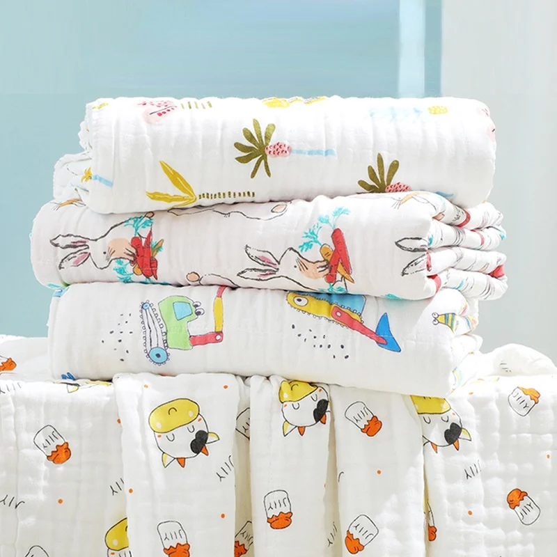 

110*110cm Six-layer Gauze Bath Towel Baby Throw Blanket Bedding Muslin Swaddle Kids Cotton Cartoon Cute Soft Quilt Manta Bebe
