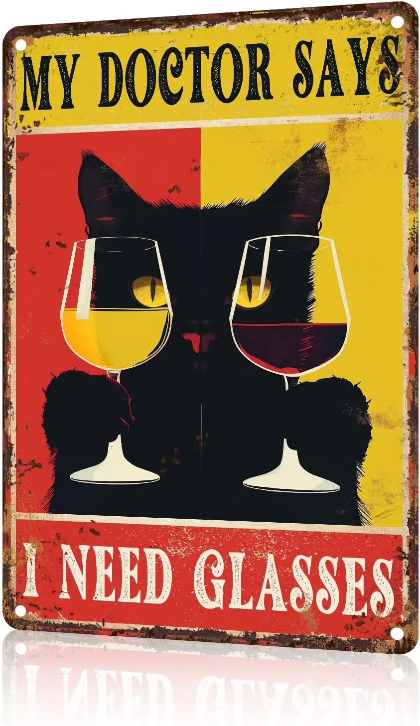 

Металлическая вывеска с котом "Мой доктор говорит, мне нужны очки", алюминий
