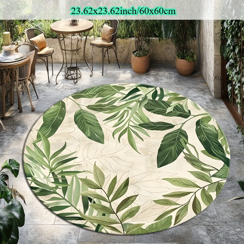 Круглый коврик Green Leaf из фланели, мягкий, нескользящий, с ботаническим декором для гостиной, спальни, улицы, патио, сада, оранжереи (art.: 3920d8f2b7ea4) - 3920d8f2b7ea4
