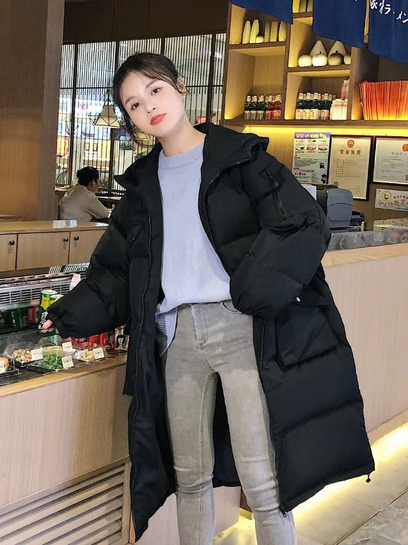 Plus Size Overcoat Winter Warm Cotton Jacket White 2023 New Women Thick Down Padded Jacket Korean Loose Mid-length Hooded Black