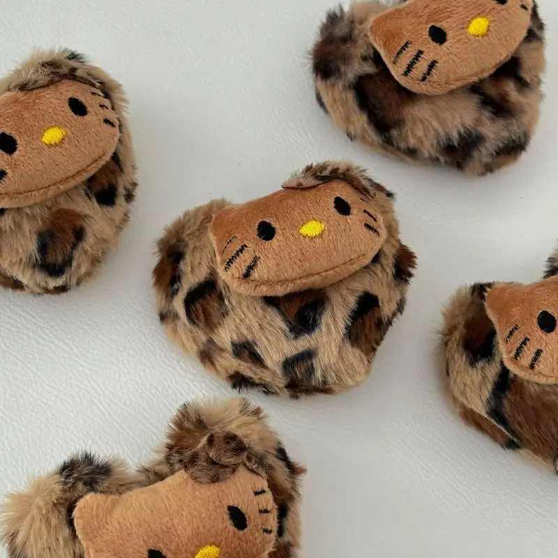 Брелок Hello Kitty Кукла Sanrio Kawaii Аниме Kt Винтаж Леопардовый Принт Любовь Плюшевая