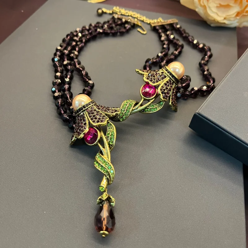 

Timeless Wonder Fancy Zirconia Crystal Pearl Statement Necklace for Women Designer Jewelry Goth Runway Luxury Rare Punk Top 4025