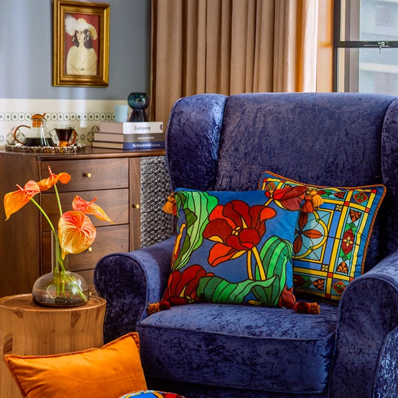 DUNXDECO Итальянская роза окно тюльпан цветочный чехол для подушки квадратная