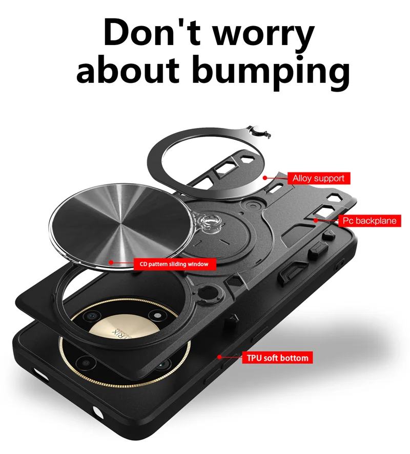 Для Honor X9b 5G Магнитный кольцевой держатель противоударные армированные