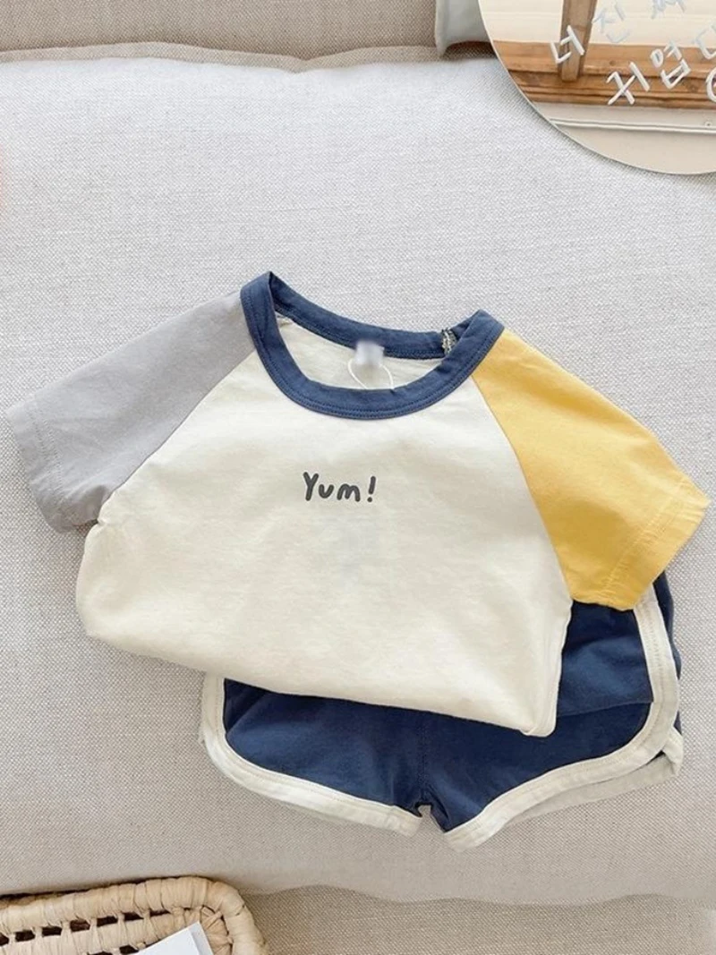 Casual Sports Boy T-shirt Shorts Children's Cotton Baby Sets Letter Print Clothing Sets Toddler Unisex Leisure Shorts Ensemble enlarge