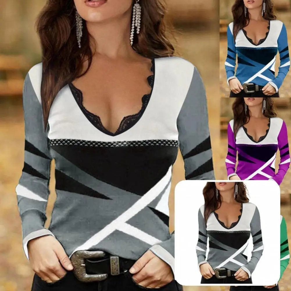 

Потрясающая Весенняя рубашка, пуловер контрастных цветов, женский топ в стиле пэчворк, полосатый топ для молодых женщин