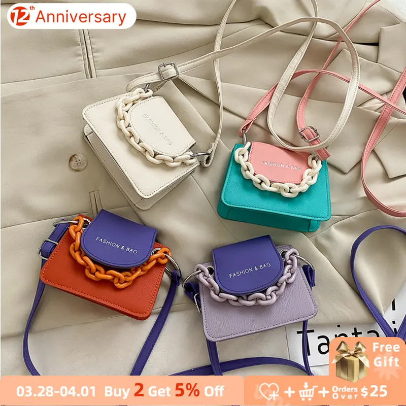 

Vintage PU Leather Crossbody Bags for Women Fashion Chain Stone Pattern Kids Mini Shoulder Bag Little Girls Coin Purse Wallet