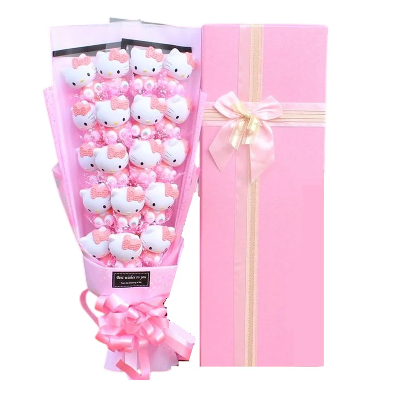 

Sanrio Hellokitty Kirby Plush Stuffed Anime Doll Bouquet Cute Soap Flower Rose Cartoon Bouquet Valentine Day Xmas Kids Girl Gift