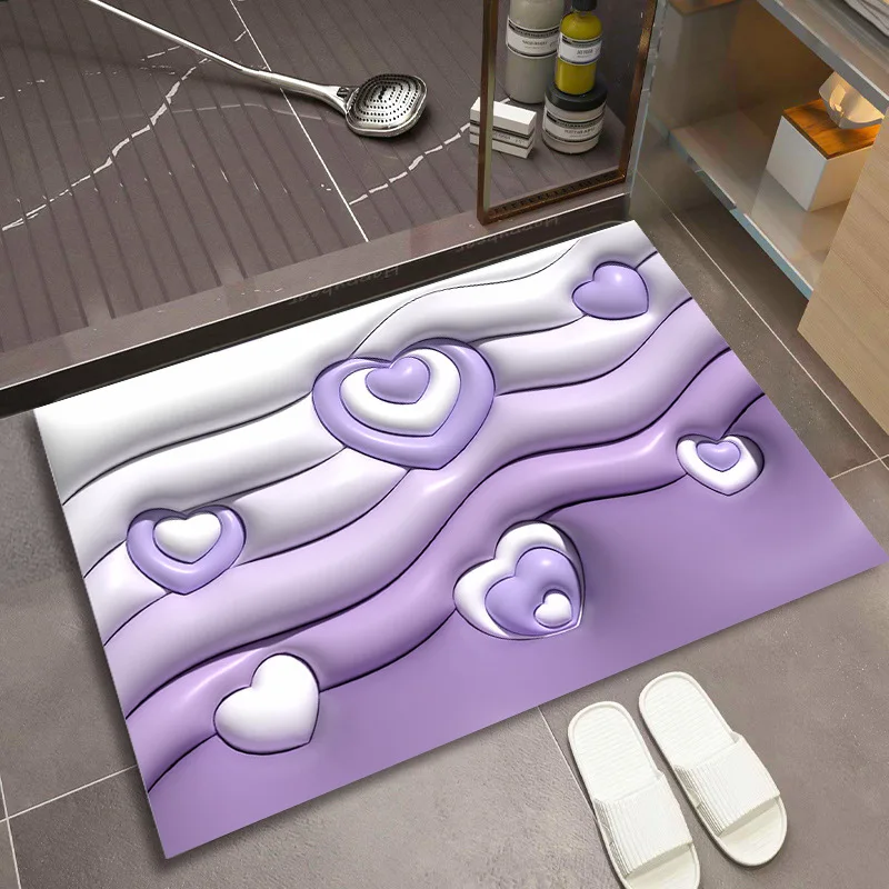 

3D Cartoon Tulip Crystal Velvet Carpet Visual Delusion Rug Corridor Entrance Door Mat Home Decor Customizable Bathroom Rugs
