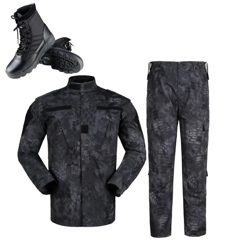 Black Camouflage Sets black camouflage acu military sets  Army Combat Uniform Military Uiforms With Boots For Men