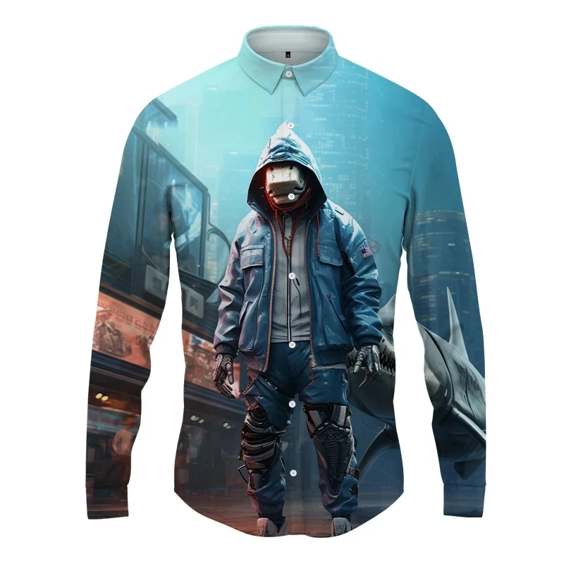 Мужская и Женская Повседневная рубашка с длинным рукавом 3D-принтом