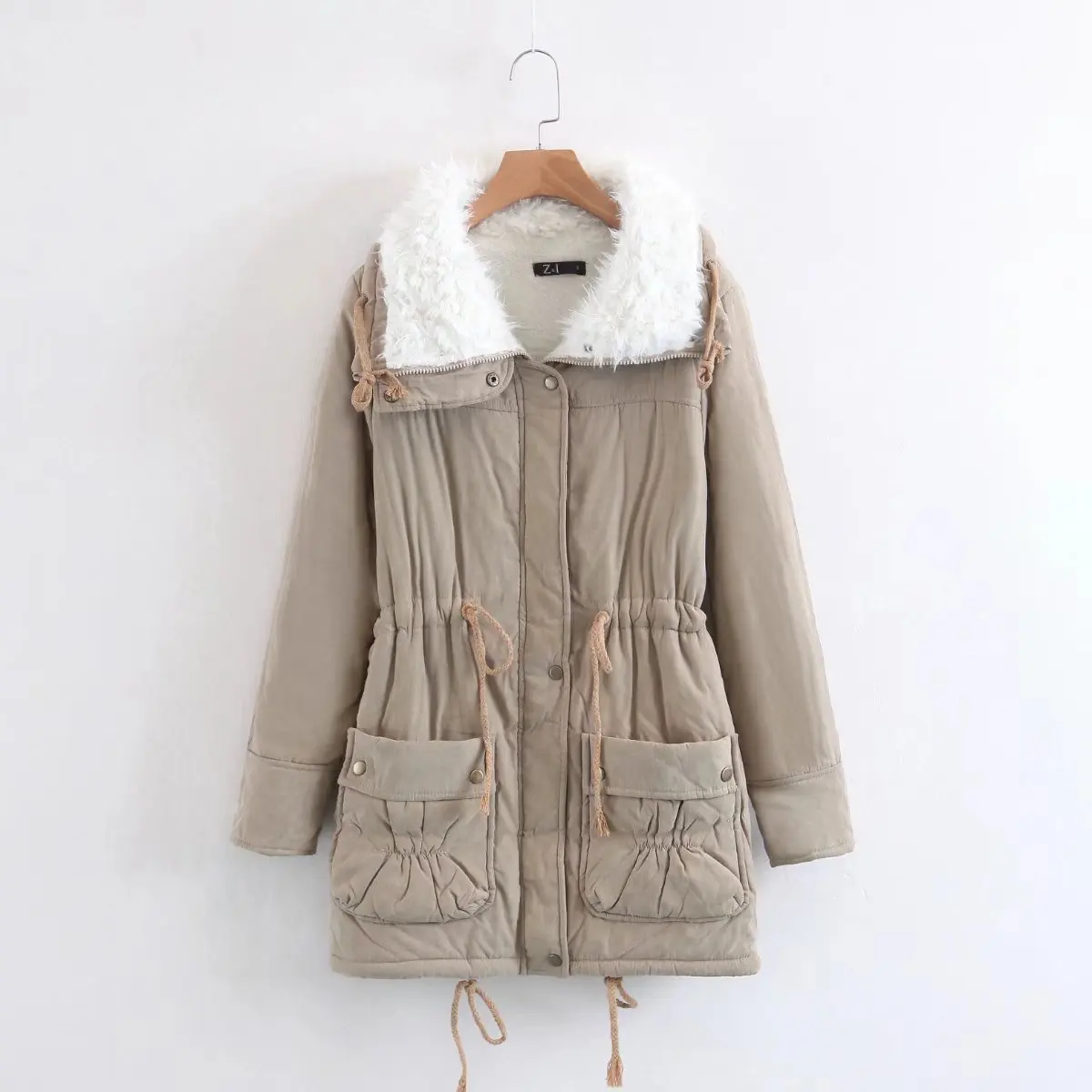 2023 Women's Winter New Korean Medium Length Slim Fitting Cotton Shirt Drawstring Cashmere Warm Jacket Women Casual Coats