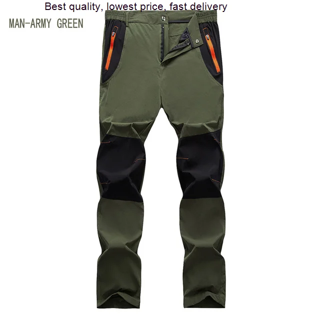 

Men Camping Hiking Pants Trekking High Stretch Summer Splash Proof Thin Quick Dry UV-Proof Outdoor Travel Trousers