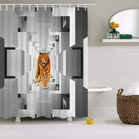 illusion 3d tiger custom shower curtain waterproof bath curtains customized photo polyester bathroom decor with hooks