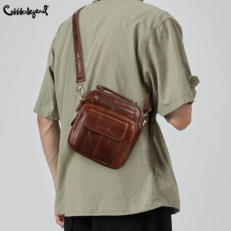 Men's leather shoulder bag restoring ancient ways recreation business leather bag, high-capacity package