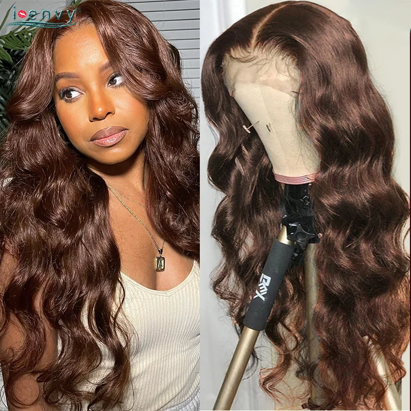 

Chocolate Brown Lace Front Wig Colored Body Wave Human Hair Wigs For Women Straight Wig 13x4 Lace Frontal Wig Peruvian Remy Hair