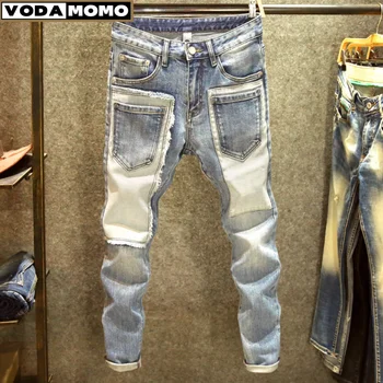 2023 men denim jeans straight worn hole jeans Europe and America classic old pants pantalones hombre y2k streetwear cargo pants 1