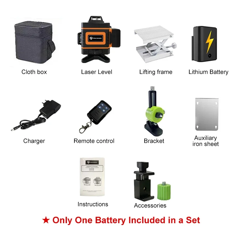 

Pracmanu 16-линейный 4D лазерный уровень, горизонтальный и вертикальный крест, супер мощный, автоматический самовыравнивающийся лазерный уровень с зеленой линией